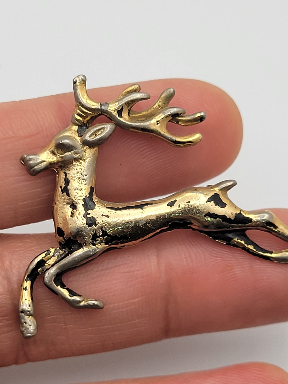 Vintage Gold-Tone Leaping Deer Brooch